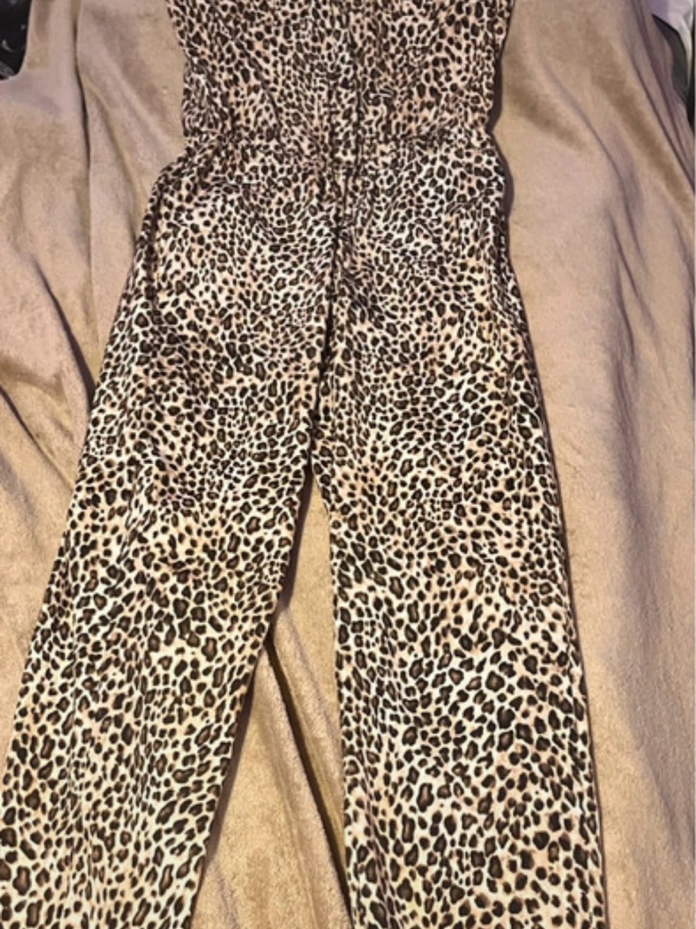 Ralph Lauren Leopard Print Sleeveless Jumpsuit in Tan and Black